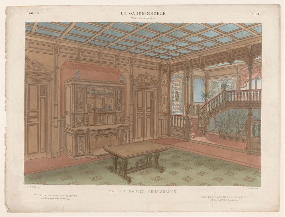 Interieur van eetkamer (1885 - 1895) by Léon Laroche, Becquet frères, Eugène Maincent and Désiré Guilmard