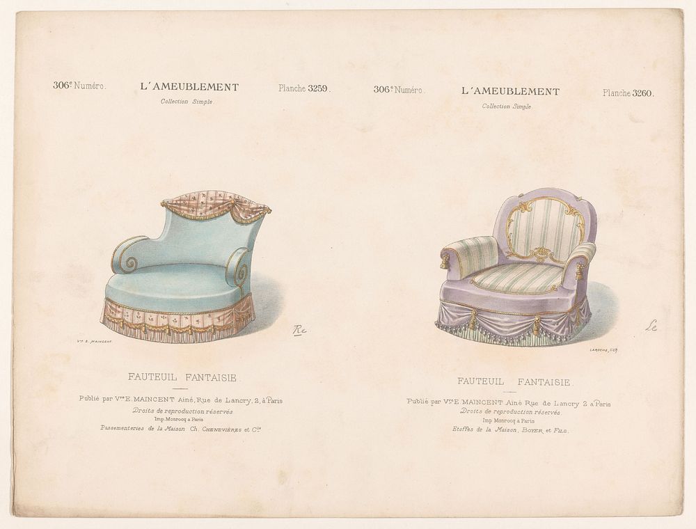 Twee fauteuils (1895) by Léon Laroche, Monrocq and weduwe Eugène Maincent
