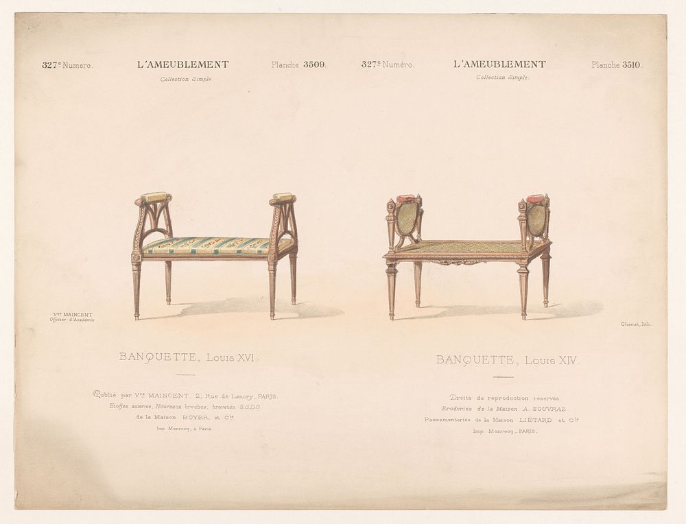 Twee banken (1895) by Chanat, Monrocq and weduwe Eugène Maincent