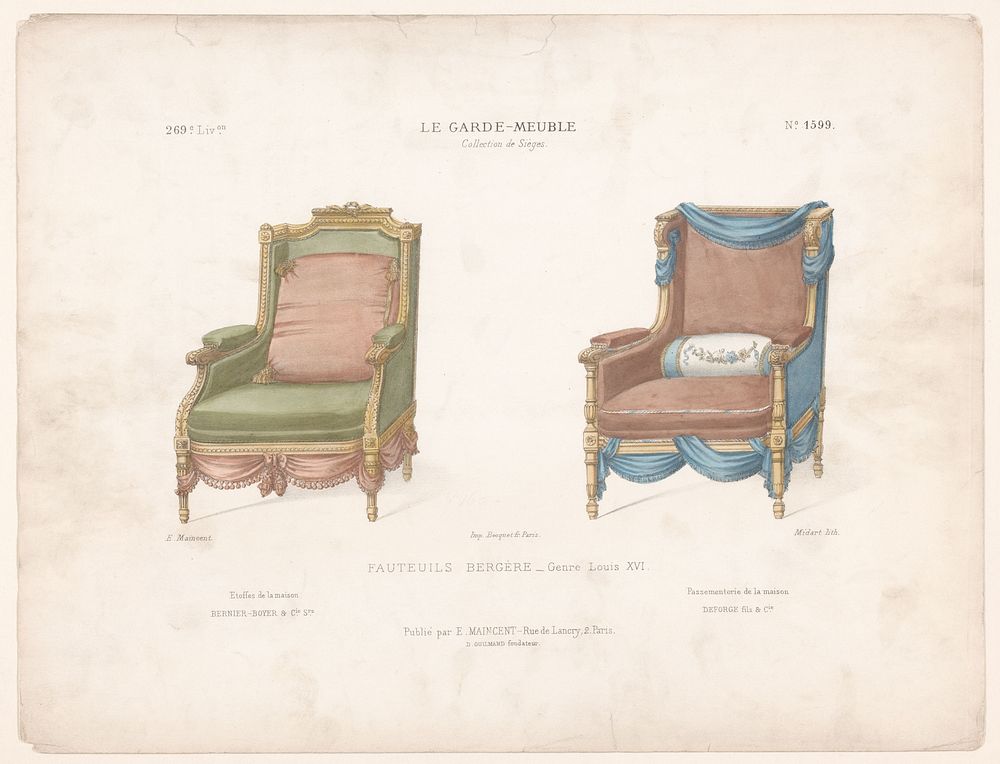Twee fauteuils (1885 - 1895) by Midart, Becquet frères, Eugène Maincent and Désiré Guilmard