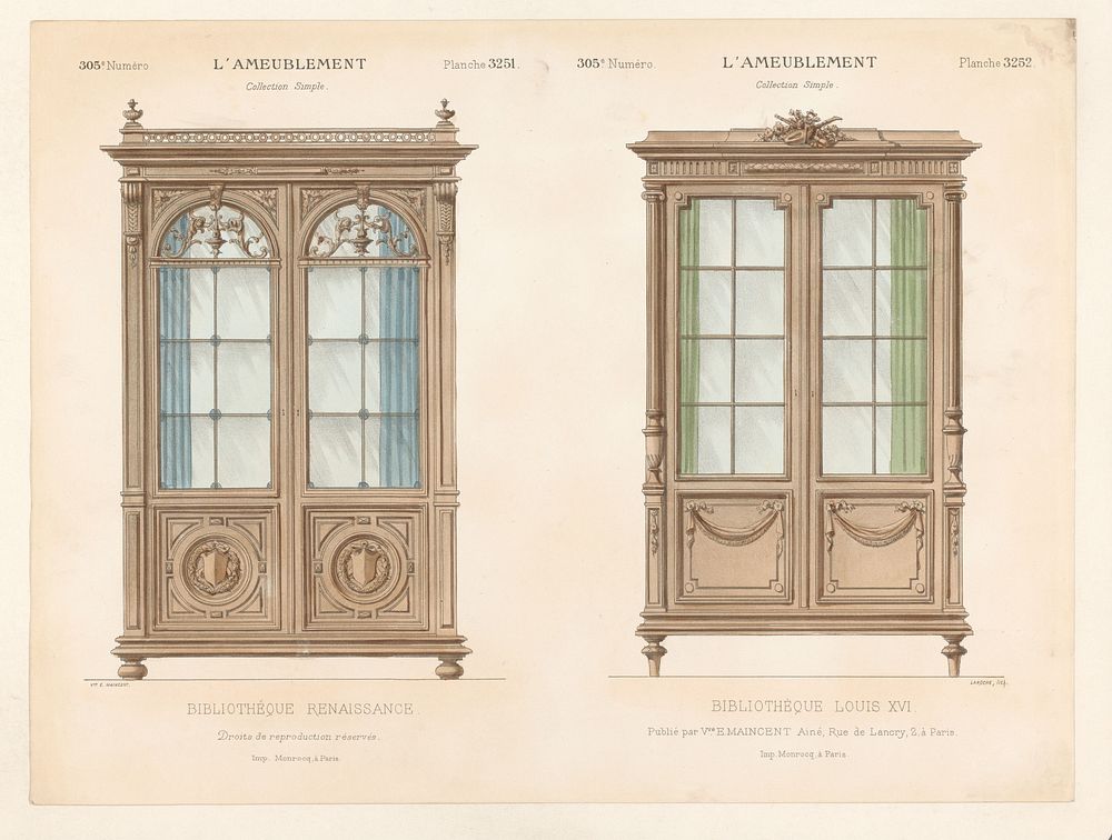 Twee boekenkasten (1895) by Léon Laroche, Monrocq and weduwe Eugène Maincent
