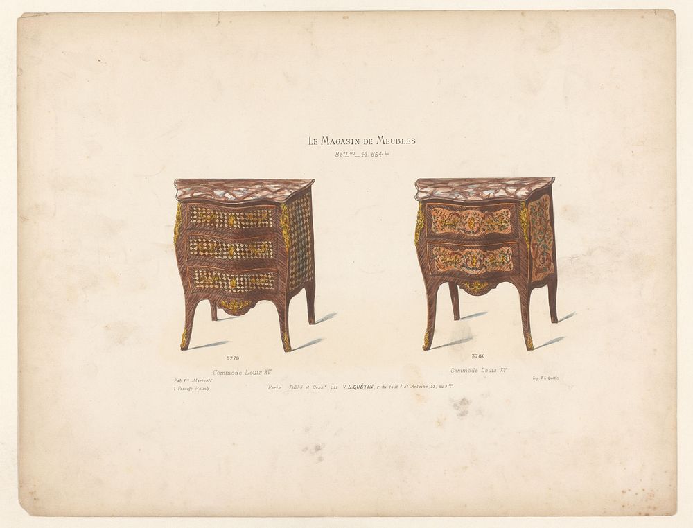 Twee commodes (1878 - in or after 1904) by anonymous, Victor Léon Michel Quétin, Victor Léon Michel Quétin and Victor Léon…