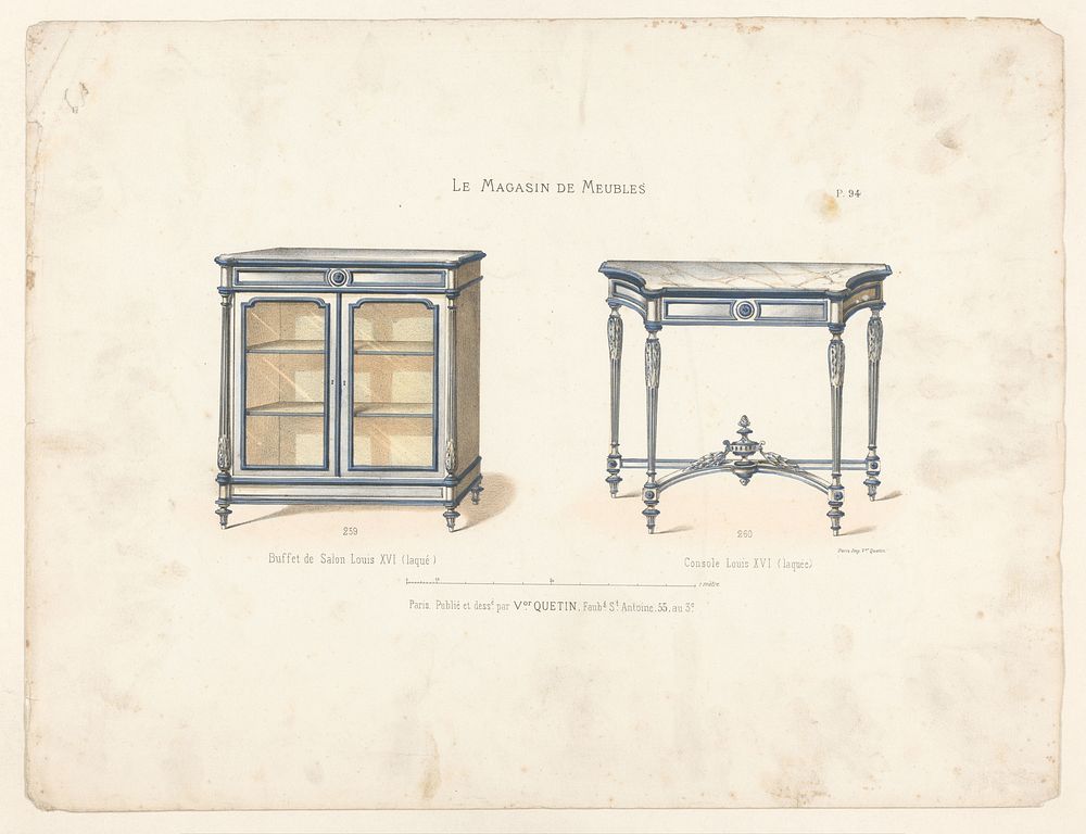 Buffetkast en consoletafel (1832 - 1877) by anonymous, Victor Joseph Quétin, Victor Joseph Quétin and Victor Joseph Quétin