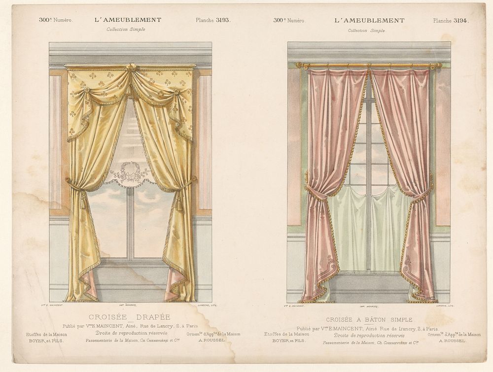 Twee vensters met gordijnen (1895) by Léon Laroche, Monrocq and weduwe Eugène Maincent