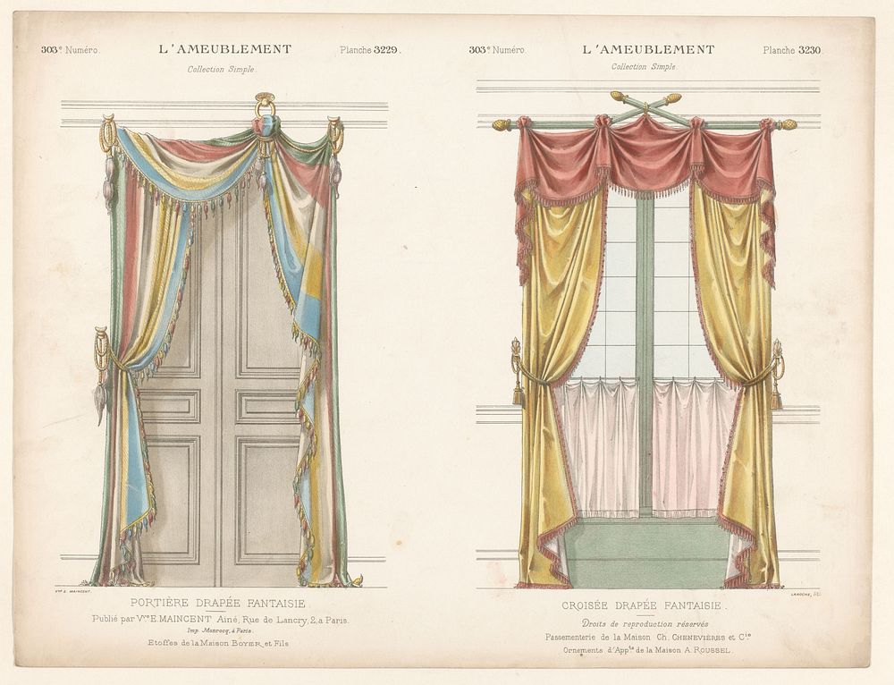 Deur en venster met gordijnen (1895) by Léon Laroche, Monrocq and weduwe Eugène Maincent