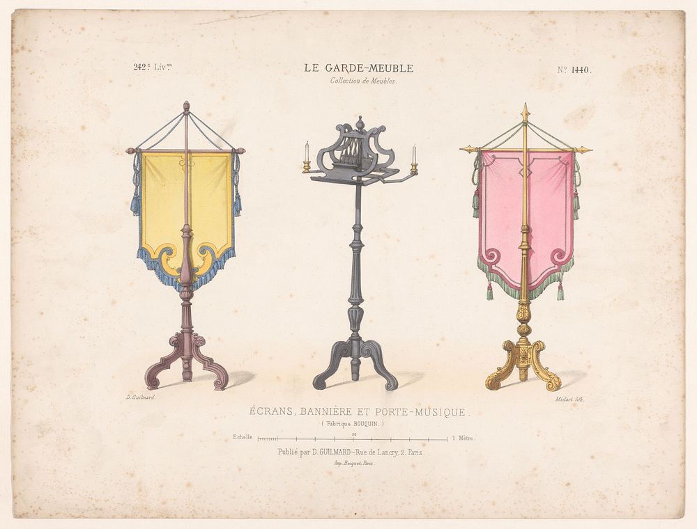 Vaandels en muziekstandaard (c. 1860 - c. 1880) by Midart, Désiré Guilmard, Becquet and Désiré Guilmard