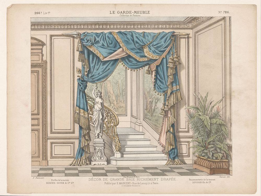 Baldakijn boven doorgang naar trap (c. 1885 - c. 1895) by Hippolyte Louis Garnier, Eugène Maincent, Becquet and Eugène…