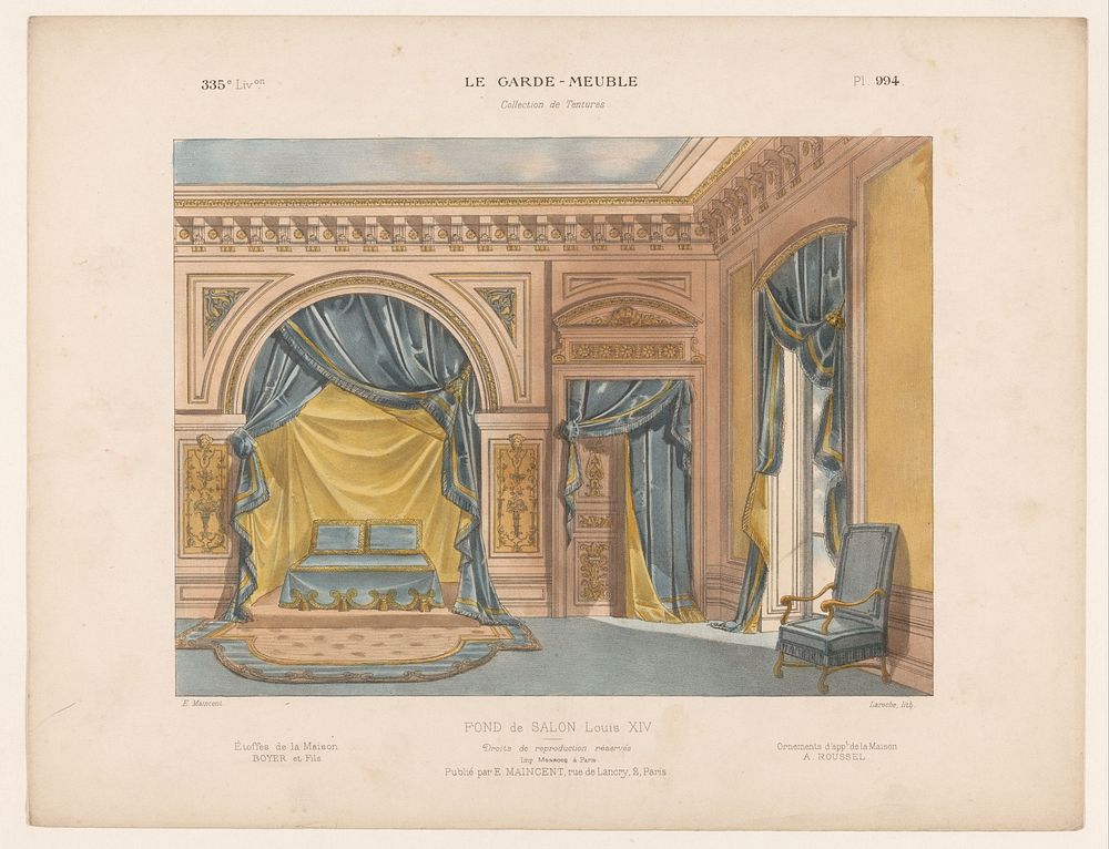 Interieur van een salon (c. 1885 - c. 1895) by Léon Laroche, Eugène Maincent, Monrocq and Eugène Maincent