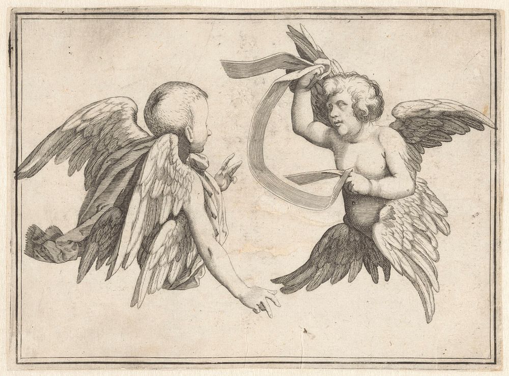 Twee cherubijnen (c. 1637 - c. 1638) by anonymous, Arent van Bolten and Pierre Firens