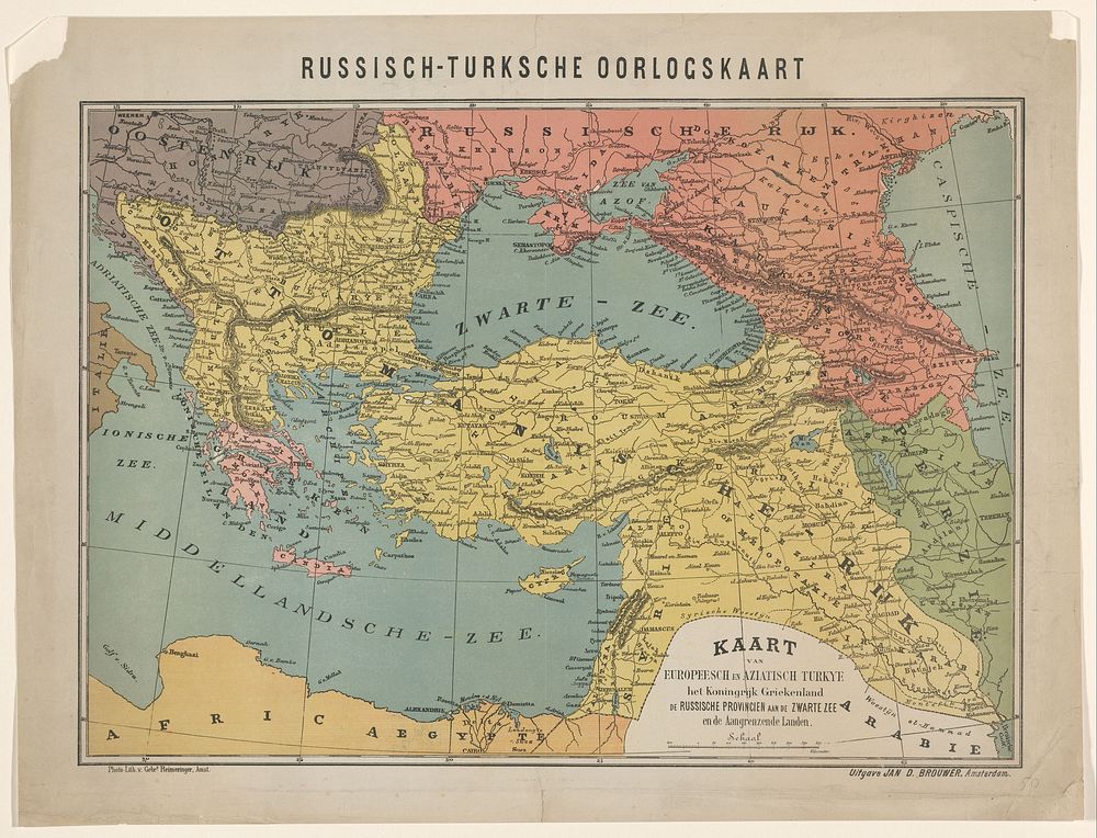 Kaart van de Russisch-Turkse Oorlog, 1828 (1828 - 1829) by Gebroeders Reimeringer and Jan Dirk Brouwer