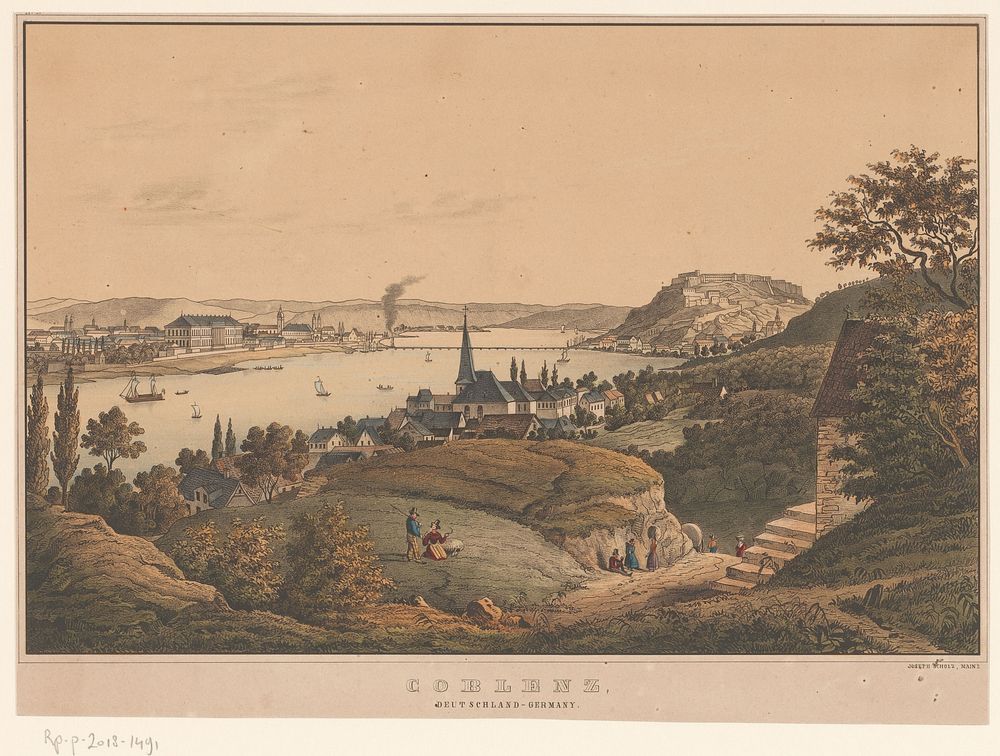 Gezicht op Koblenz (in or after 1820 - 1880) by anonymous and firma Joseph Scholz