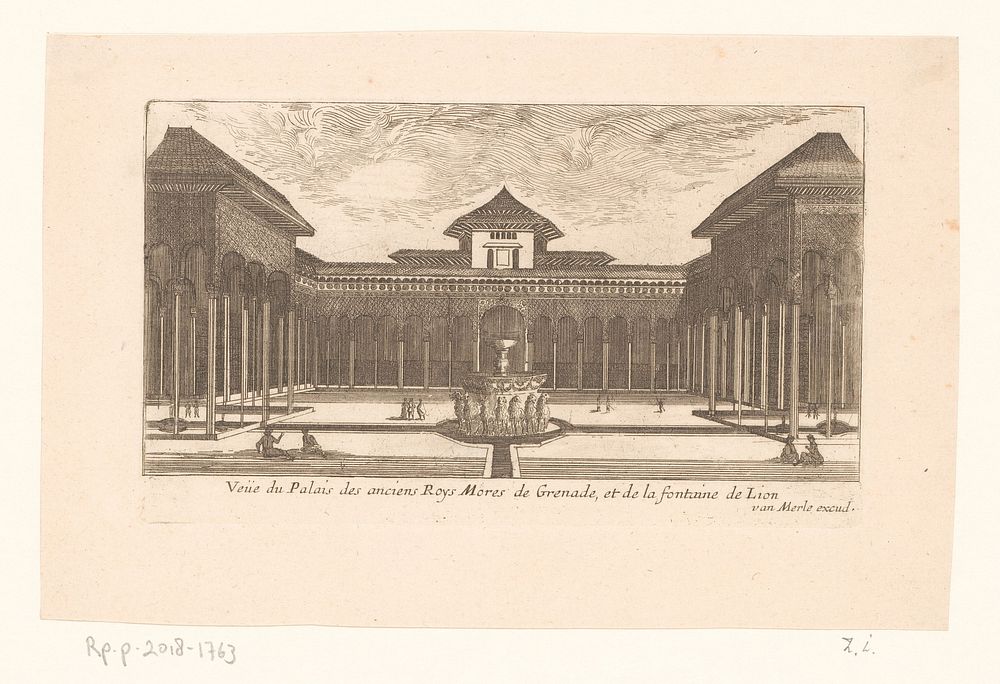 Gezicht op Alhambra, in Granada (1626 - 1686) by anonymous and Jacques Van Merle