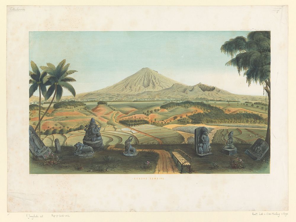 Vulkaan Sumbing te Java (1854) by Carl Wilhelm Mieling, Frans Wilhelm Junghuhn, Koninklijke Nederlandse Steendrukkerij van C…
