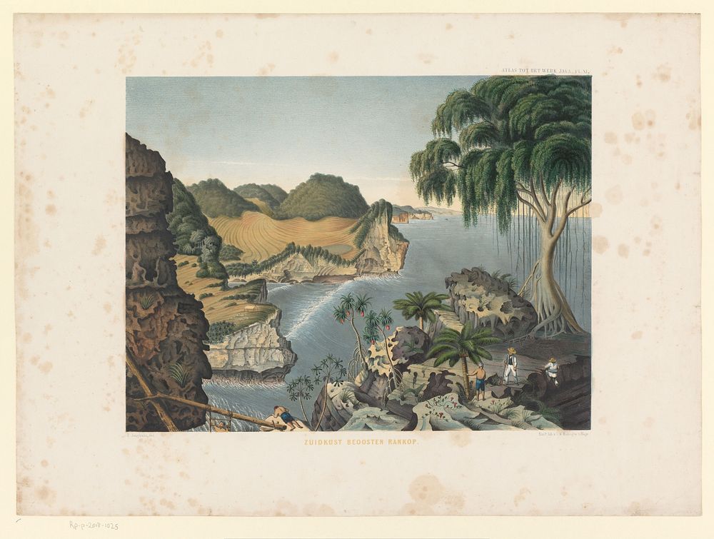 Gezicht de zuidkust van Java (1854) by Carl Wilhelm Mieling, Frans Wilhelm Junghuhn, Koninklijke Nederlandse Steendrukkerij…