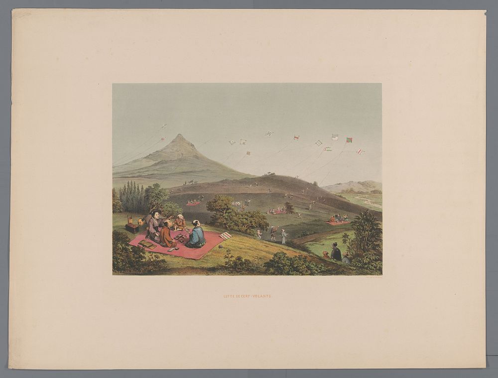 Vliegergevechten in een Japans heuvellandschap (1862) by anonymous, Johan Maurits Dideric graaf van Lynden, Koninklijke…