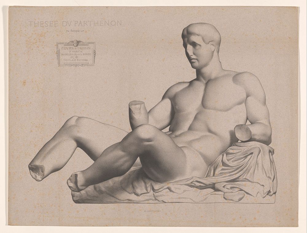 Theseus, deel van het fronton van het Parthenon (1866 - 1871) by Charles Bargue, Lemercier and Cie and Goupil and Cie