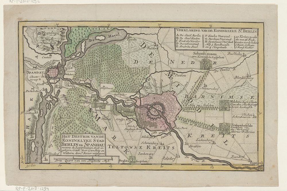 Plattegrond van Berlijn en omgeving (c. 1740) by anonymous, Gundling, Waltern and J Keizer