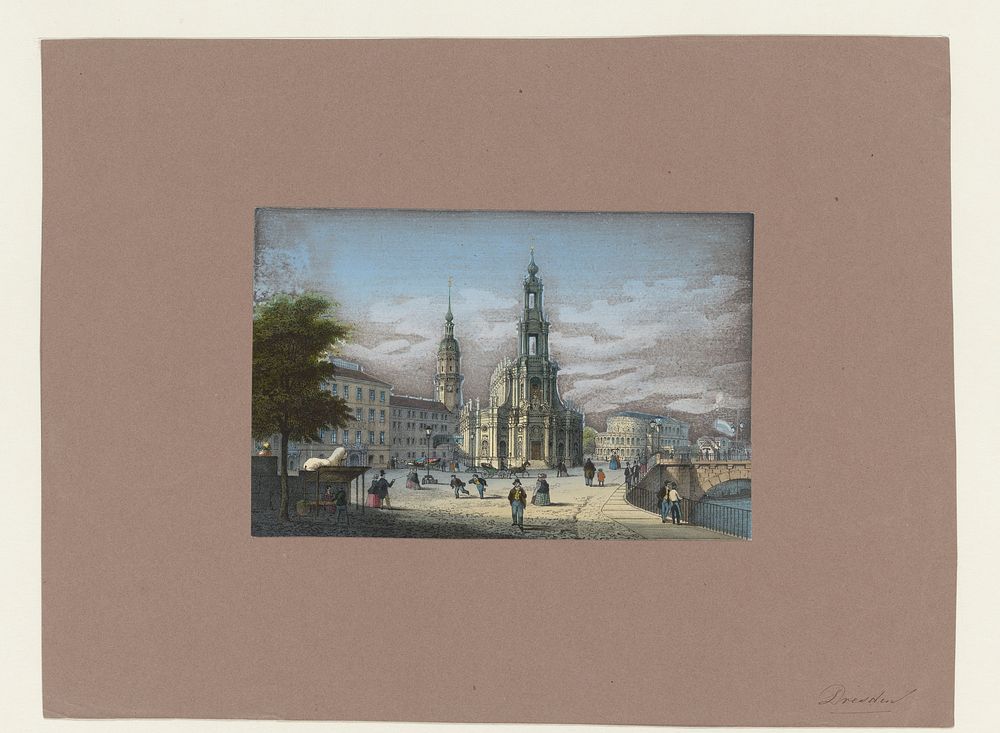 Gezicht op de Katholische Hofkirche, te Dresden (1800 - 1899) by anonymous and E Müller