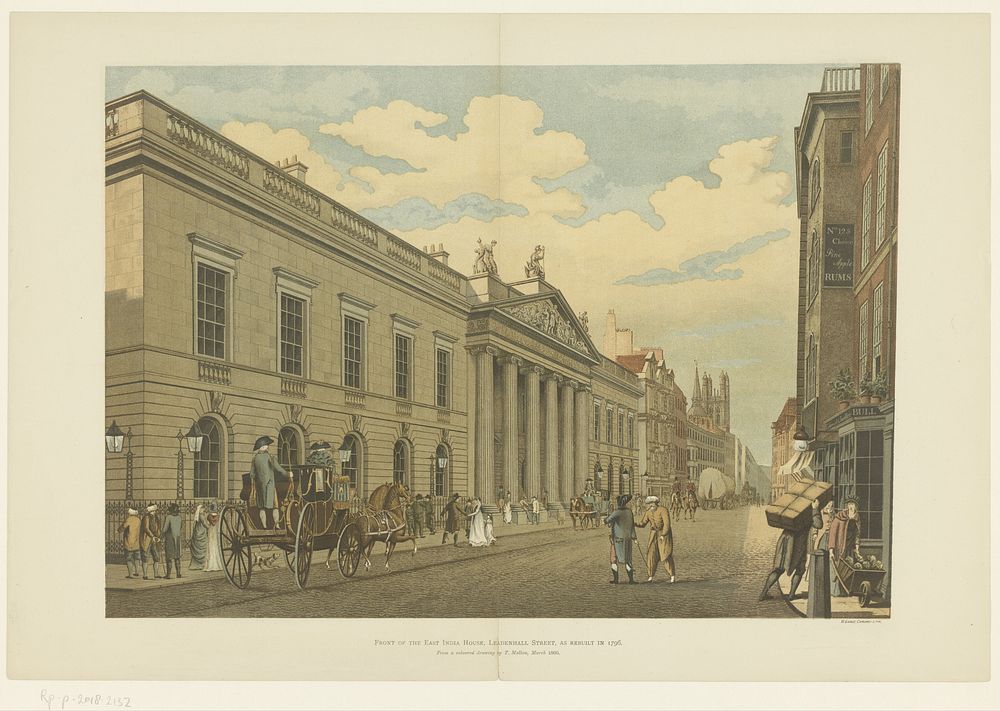 Gezicht op het East India House, te Londen (in or after 1800) by William H Griggs and Thomas Malton