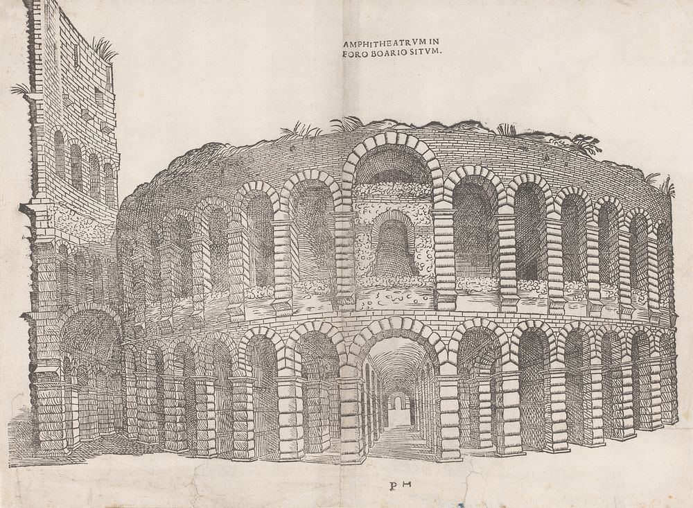 Gezicht op de Arena van Verona (1540) by anonymous
