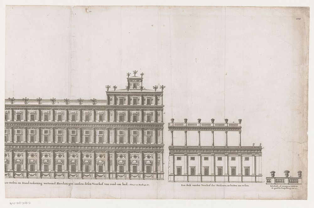 Aanzicht op de tempel van Salomo volgens Villalpando (blad rechts) (c. 1725 - c. 1727) by Juan Bautista Villalpando