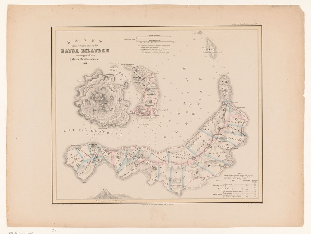 Kaart van de Banda-eilanden (1854) by F Cronenberg, C F Wolff, Pieter baron Melvill van Carnbee, Desiré Heyse and Van Haren…