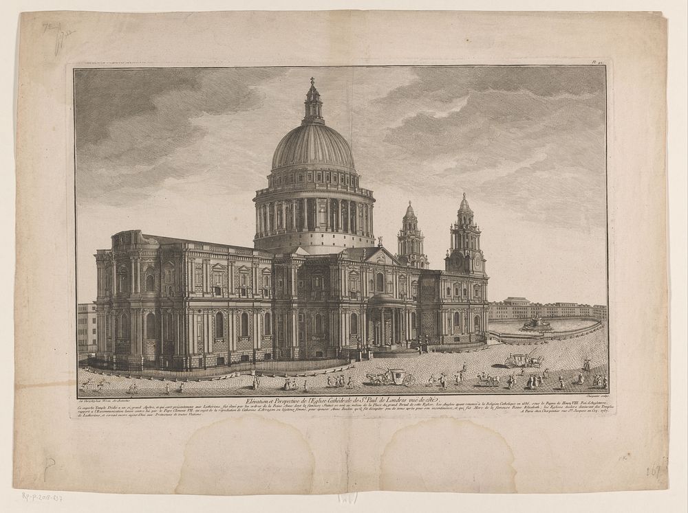 Gezicht op St Paul's Cathedral (1767) by Étienne Charpentier and Étienne Charpentier