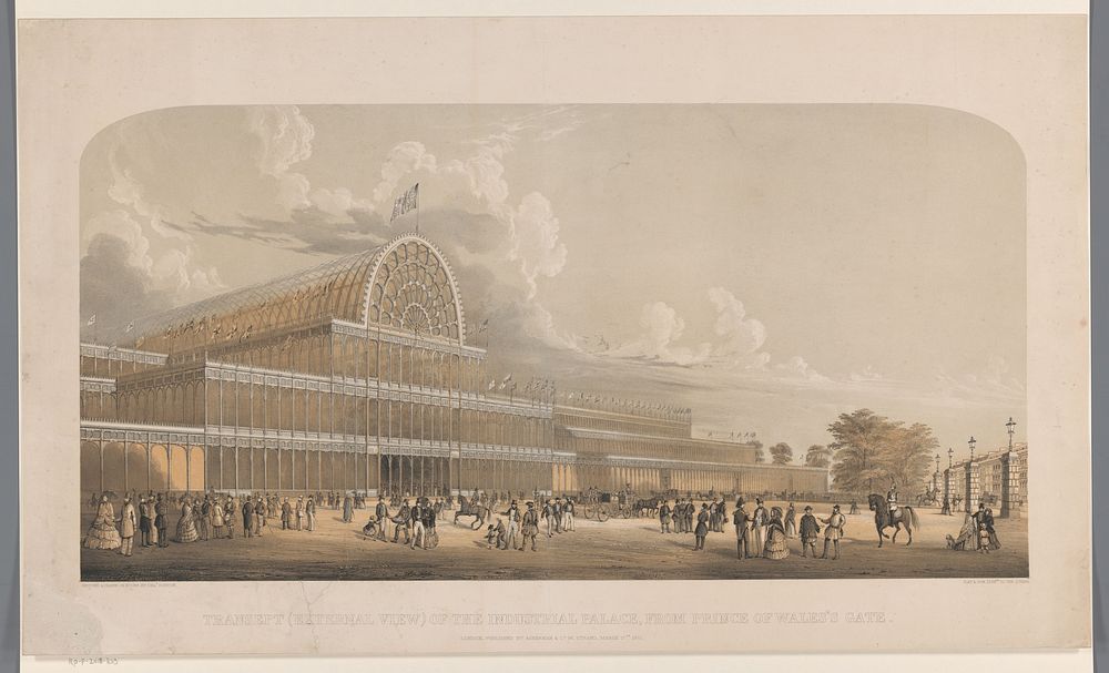 Gezicht op het Crystal Palace (1851) by Charles Burton, Day and Son Vincent Brooks and Ackermann and Co