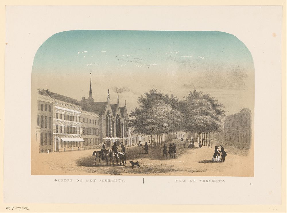Gezicht op het Voorhout (1820 - 1850) by Hendrik Wilhelmus Last