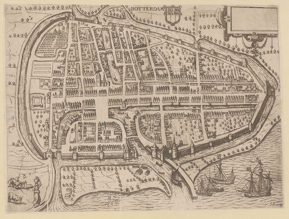 Plattegrond van Rotterdam (1612) by anonymous and Willem Janszoon Blaeu