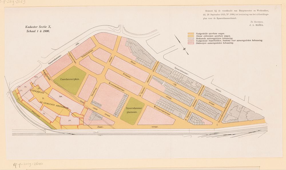 Reproductie van een plattegrond van een deel van de Spaarndammerbuurt te Amsterdam (1915) by anonymous