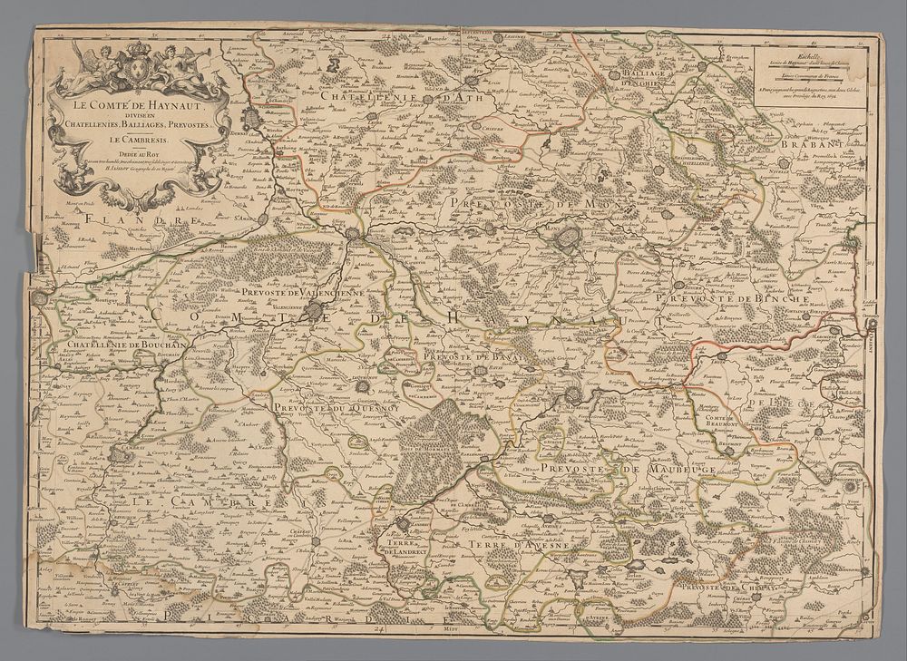 Kaart van het graafschap Henegouwen (1691) by anonymous, Alexis Hubert Jaillot and Lodewijk XIV koning van Frankrijk