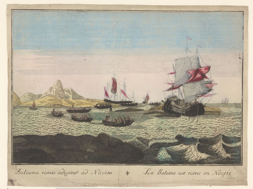 Walvisvangst, mogelijk te Groenland (1700 - 1799) by anonymous, Georg Balthasar Probst and familie Remondini