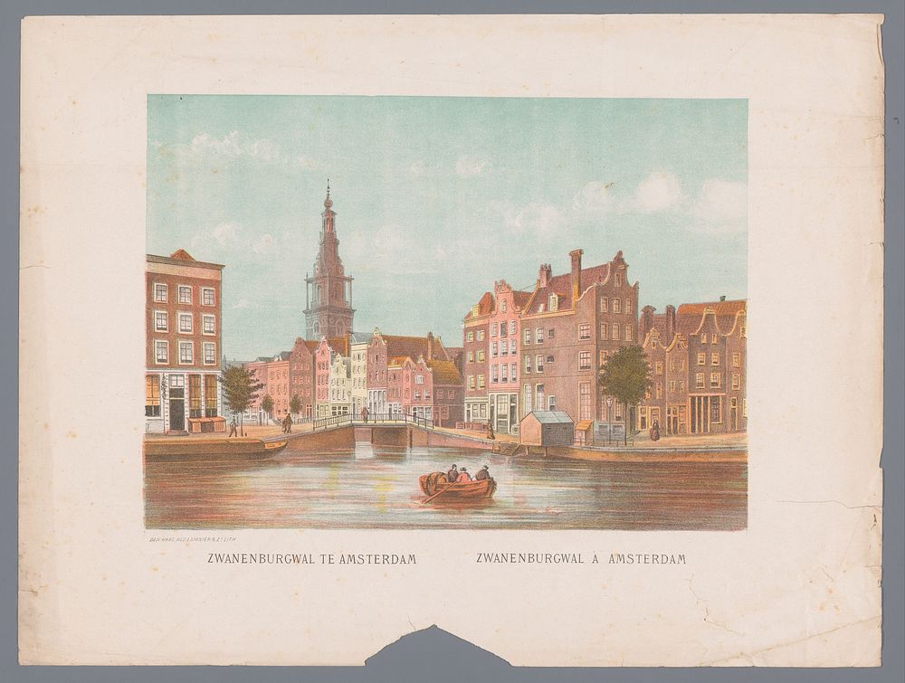 Gezicht op de Zwanenburgwal in Amsterdam (1863 - 1883) by anonymous and weduwe Elias Spanier and Zn