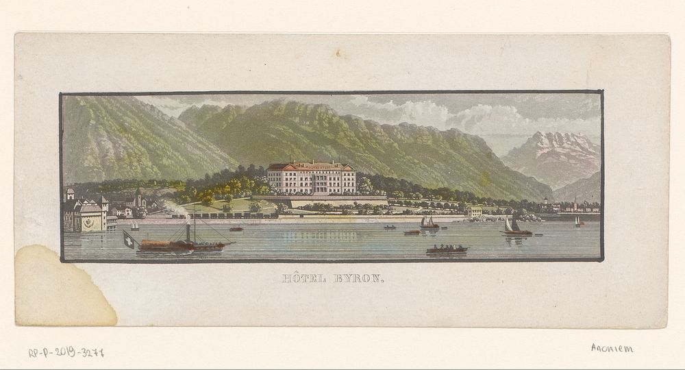 Gezicht op Hôtel Byron te Villeneuve (1800 - 1899) by anonymous