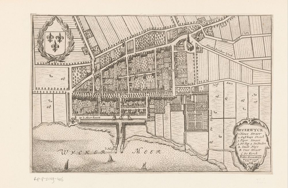 Plattegrond van Beverwijk (1632 - 1652) by anonymous, Henricus Hondius and Johannes Willemszoon Blaeu