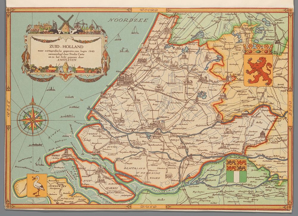 Kaart van Zuid-Holland, 1940 (c. 1947) by Studio Certo and Amsterdamsche maatschappij van Levensverzekeringen