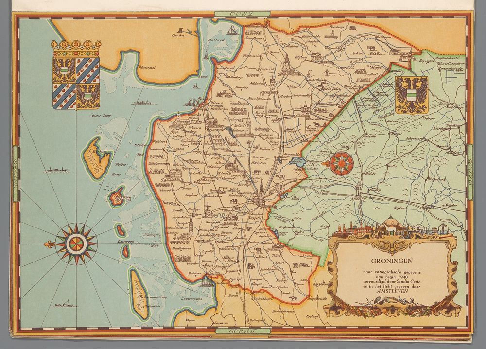 Kaart van Groningen, 1940 (c. 1947) by Studio Certo and Amsterdamsche maatschappij van Levensverzekeringen