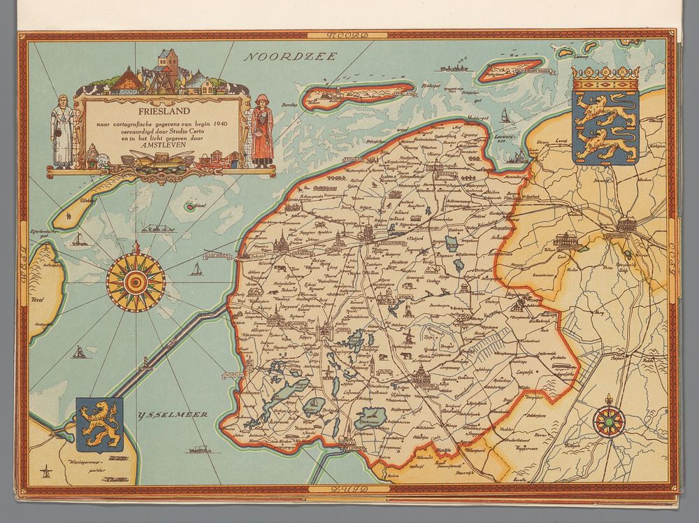 Kaart van Friesland, 1940 (c. 1947) by Studio Certo and Amsterdamsche maatschappij van Levensverzekeringen