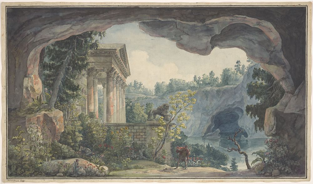 Theaterdecor voor de opera Frigga (1787) by Hans Gottlob Hensigen, Louis Jean Desprez and Per Estenberg