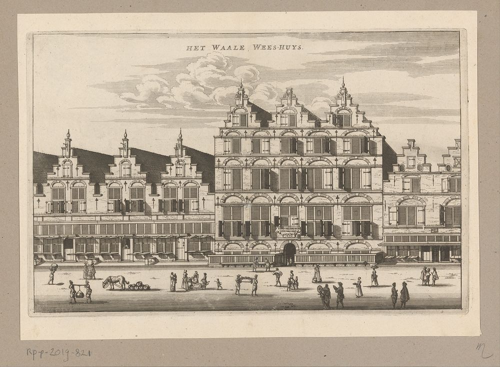 Gezicht op het Walenweeshuis aan de Laurierstraat te Amsterdam (1663) by Jacob van Meurs and Jacob van Meurs