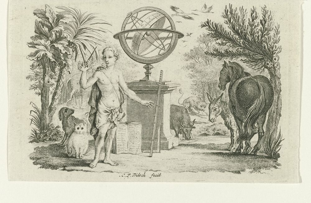 Adam als wetenschapper (c. 1760 - c. 1780) by Christian Friedrich Fritzsch and Reinier Vinkeles I