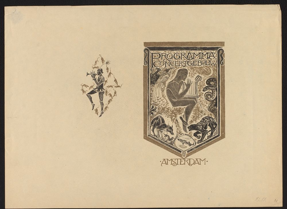 Omslagontwerp voor: Programma Concertgebouw Amsterdam (1918) by Richard Nicolaüs Roland Holst and Richard Nicolaüs Roland…