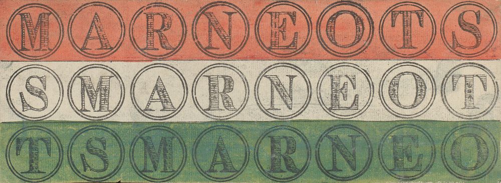 Drie banen met letters in cirkels (c. 1700 - c. 1799) by anonymous