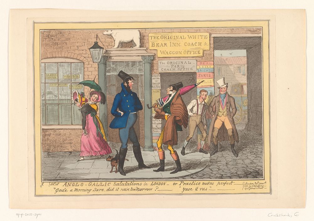 Twee Fransen in London (1822) by George Cruikshank and George Humphrey