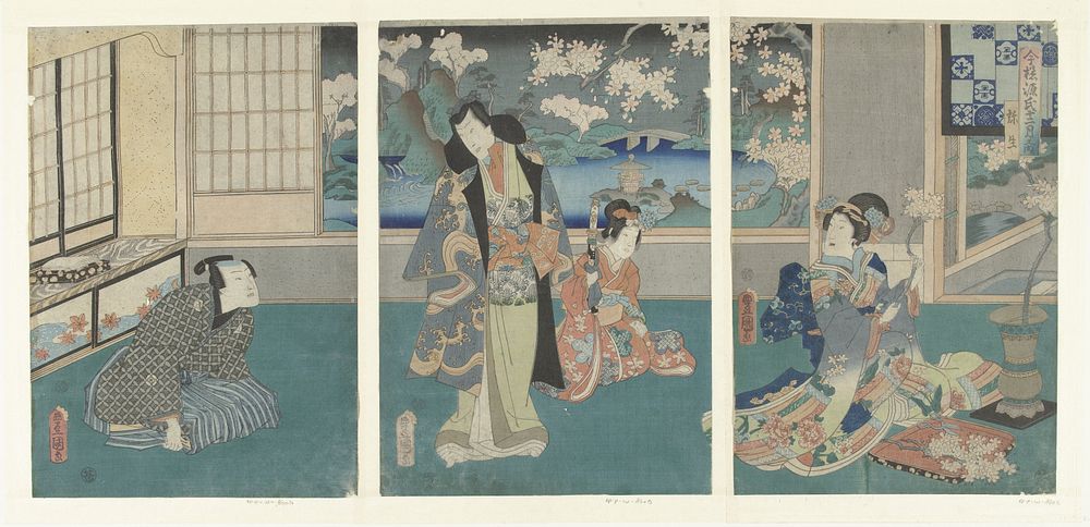 De derde maand (1861) by Utagawa Kunisada I and Maruya Jinpachi