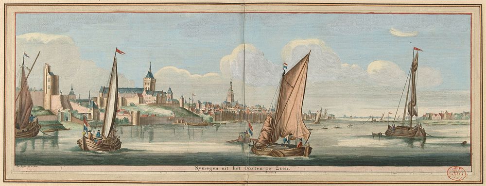 Gezicht op Nijmegen vanuit het oosten (1738) by Jan Ruyter and Jan Ruyter