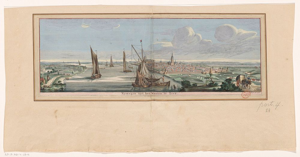 Gezicht op Nijmegen vanuit het westen (1738) by Jan Ruyter and Jan Ruyter
