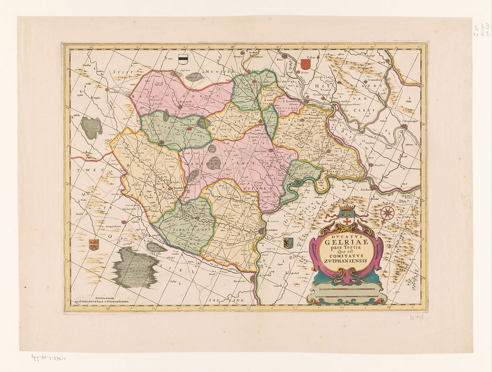 Kaart van het graafschap Zutphen (1683 - 1711) by anonymous, Pieter Schenk I and Gerard Valck