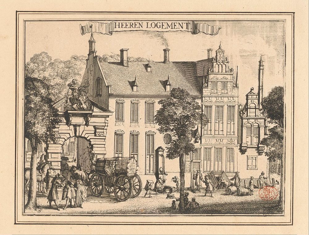 Gezicht op het Herenlogement te Haarlem (1688 - 1689) by Romeyn de Hooghe and Romeyn de Hooghe